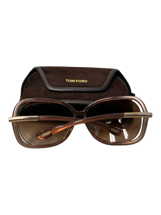 Tom Ford Pink & Gold Plastic Oval Shaded Gold Hardware Sunglasses Pink & Gold