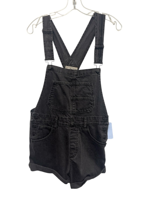 We The Free Size S Black Cotton Denim Overalls Cuff Romper Black / S