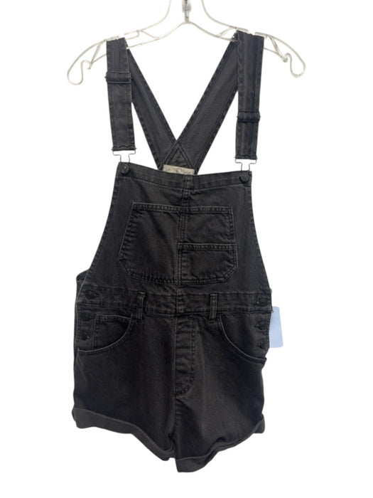 We The Free Size S Black Cotton Denim Overalls Cuff Romper Black / S