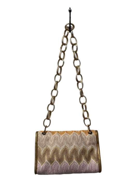 Missoni Peach, cream & Gray Knit Flap Snap Clasp Gold chain strap Bag Peach, cream & Gray / Medium