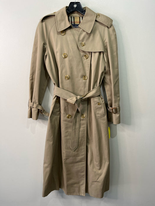 Burberry's Size S/M Beige Cotton Blend Trench Collared Button Up Belt Inc Jacket
