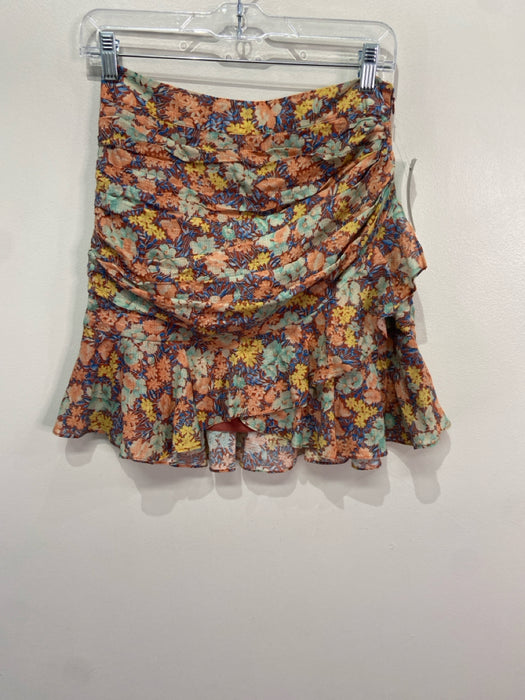 Veronica Beard Size 4 Brown Yellow Blue Cotton Floral Side Zip Skirt Set