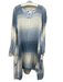 yuvita Size S Blue & White Linen Gradient Long Sleeve Frayed Hem Dress Blue & White / S