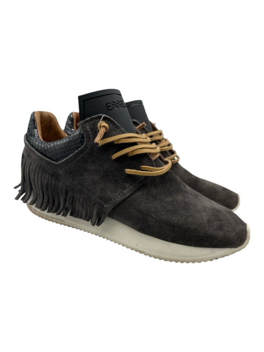Esse Ut Esse Shoe Size 40 Taupe Gray Leather Upper Suede Fringe Accent Sneakers Taupe Gray / 40