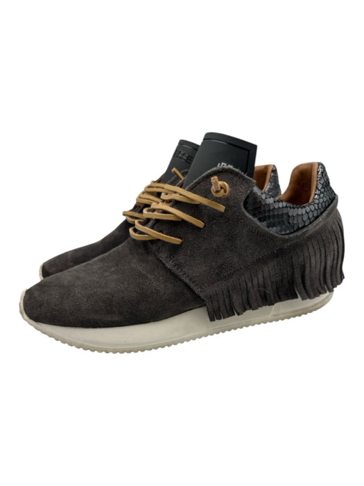 Esse Ut Esse Shoe Size 40 Taupe Gray Leather Upper Suede Fringe Accent Sneakers Taupe Gray / 40