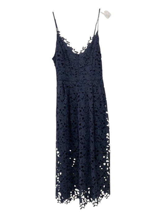 ASTR Size Medium Slate Blue Polyester Sleeveless Lace Overlay Midi Pleated Dress Slate Blue / Medium