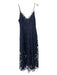 ASTR Size Medium Slate Blue Polyester Sleeveless Lace Overlay Midi Pleated Dress Slate Blue / Medium