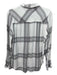 Rails Size M White & Black Rayon Long Sleeve Plaid Button Up & Collar Top White & Black / M