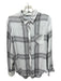 Rails Size M White & Black Rayon Long Sleeve Plaid Button Up & Collar Top White & Black / M