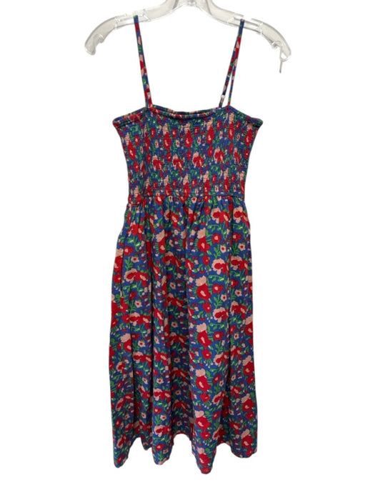 DRA Los Angeles Size S Blue, Red, Pink Cotton Spaghetti Strap Floral Print Dress Blue, Red, Pink / S