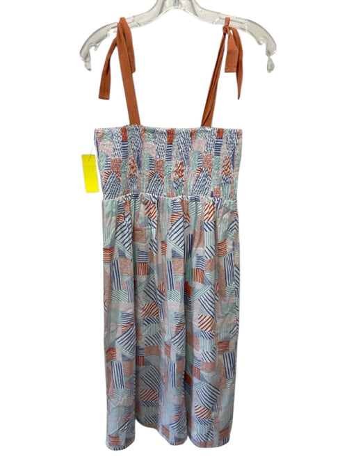 Compania Fantastica Size M Orange, Blue, Green Cotton Sleeveless Midi Dress Orange, Blue, Green / M