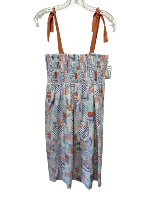 Compania Fantastica Size M Orange, Blue, Green Cotton Sleeveless Midi Dress Orange, Blue, Green / M