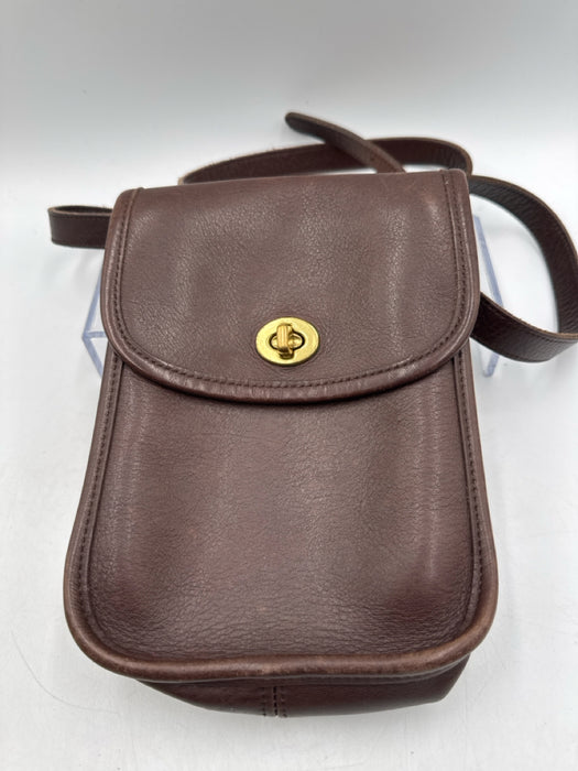 Coach Dark Brown Leather Crossbody Vintage Turnlock Bag