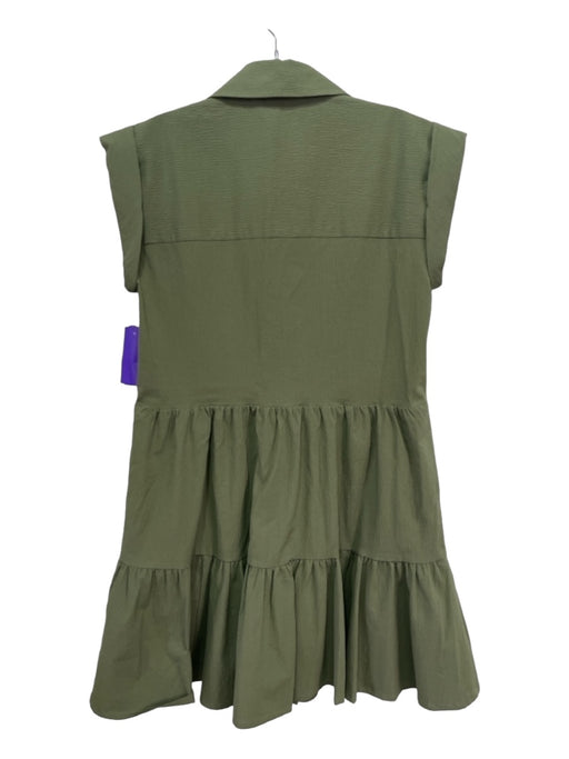 Veronica Beard Size XS Green Cotton Blend Collared Button Up Drop Shoulder Dress Green / XS