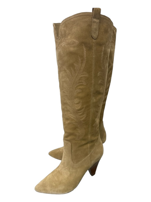 Veronica Beard Shoe Size 7 Beige Suede Cowboy Boot Knee High Pointed Toe Boots Beige / 7