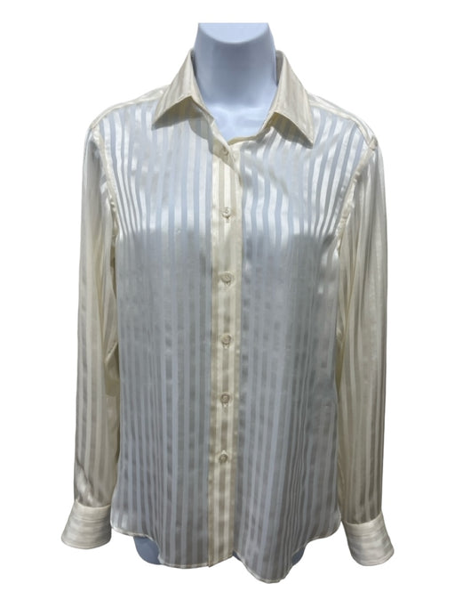 Tom Ford Size 34 White Silk Collared Button Up Striped Long Sleeve Top White / 34