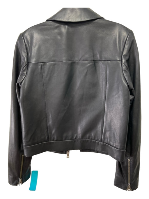 Madewell Size 00 Black Genuine Leather Front Zip Collar Paneled Zip Wrist Jacket Black / 00