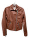 Anthropologie Size XXS Brown Faux Leather SHW Collared Moto Jacket Brown / XXS