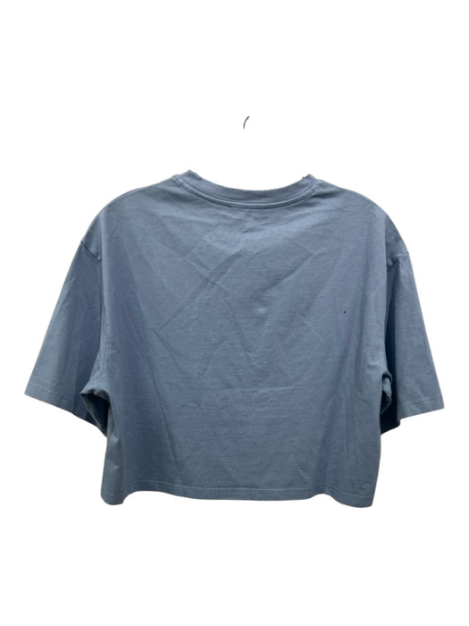 Balmain Size XS Light Blue Cotton Crew Neck T Shirt Crop Top Light Blue / XS