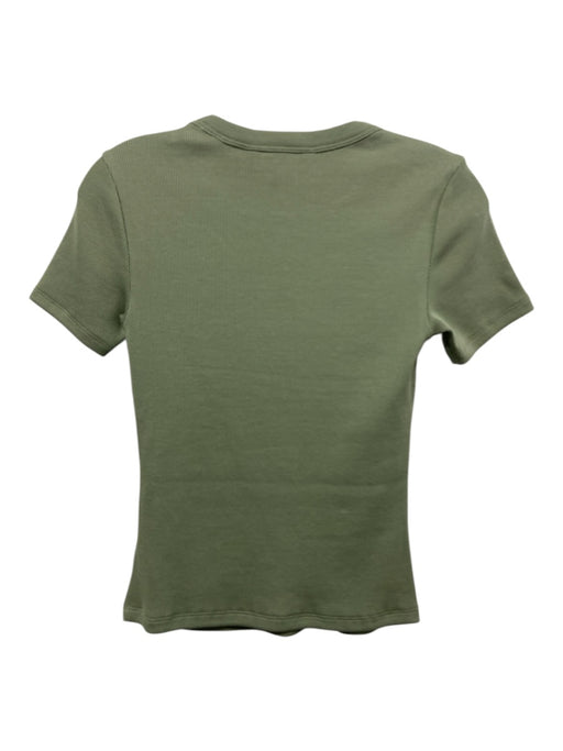 Veronica Beard Size XXS Olive Green Pima Cotton Ribbed Short Sleeve T Shirt Top Olive Green / XXS