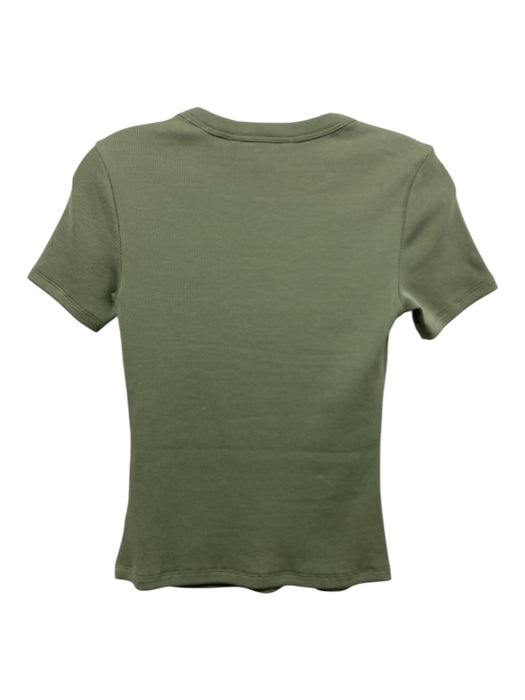 Veronica Beard Size XXS Olive Green Pima Cotton Ribbed Short Sleeve T Shirt Top Olive Green / XXS