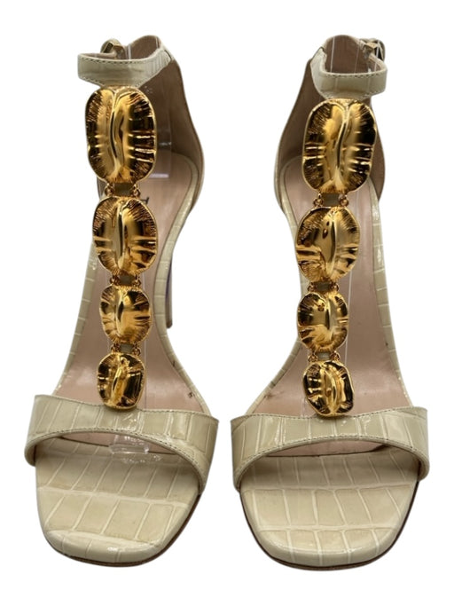 Tom Ford Shoe Size 37.5 Beige & Gold Patent Leather Gold hardware T-Strap Pumps Beige & Gold / 37.5
