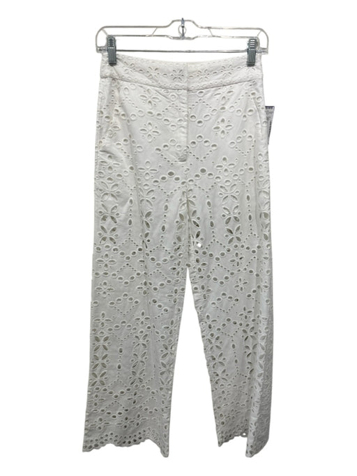 Veronica Beard Size 00 White Cotton Eyelet zip & hook closure Mid Rise Pants White / 00