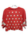 Balmain Size XS Coral Red & White Cotton Short Sleeve graphic Stars Cropped Top Coral Red & White / XS