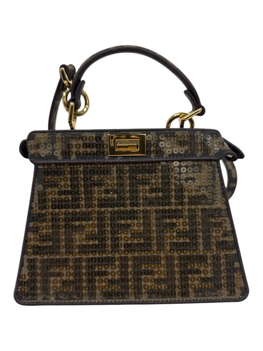 Fendi Brown, Tan & Gold Coated Canvas Zucca Monogram Jaquard Crossbody Bag Brown, Tan & Gold / Small