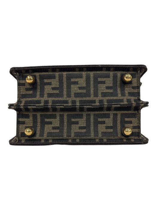 Fendi Brown, Tan & Gold Coated Canvas Zucca Monogram Jaquard Crossbody Bag Brown, Tan & Gold / Small