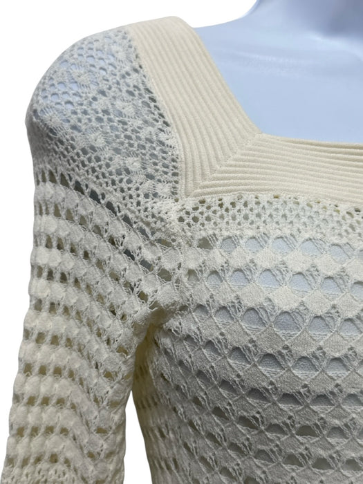 Tom Ford Size XS Cream White Viscose & Polyester Crochet Long Sleeve Mini Dress Cream White / XS