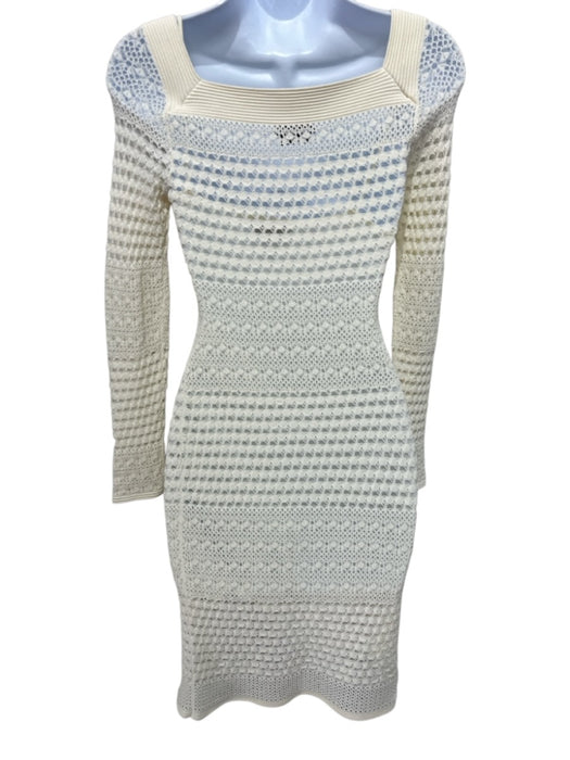 Tom Ford Size XS Cream White Viscose & Polyester Crochet Long Sleeve Mini Dress Cream White / XS