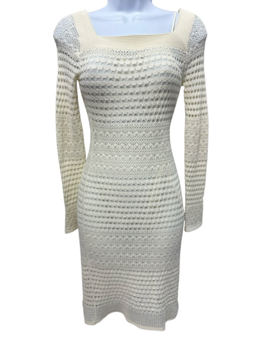 Tom Ford Size XS Cream White Viscose & Polyester Crochet Long Sleeve Mini Dress Cream White / XS