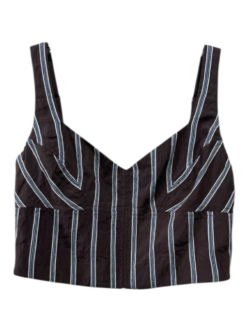 Veronica Beard Size 0 Brown & Blue Viscose & Polyamide Sleeveless Striped Top Brown & Blue / 0