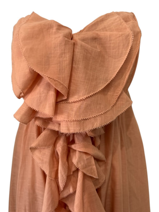 Zimmermann Size 0 Peach Pink Cotton Strapless Ruffle Shirred Back Dress Peach Pink / 0