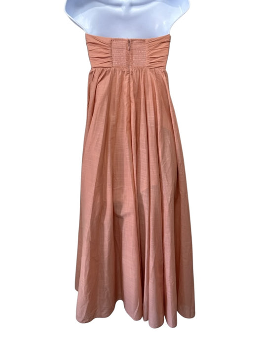 Zimmermann Size 0 Peach Pink Cotton Strapless Ruffle Shirred Back Dress Peach Pink / 0
