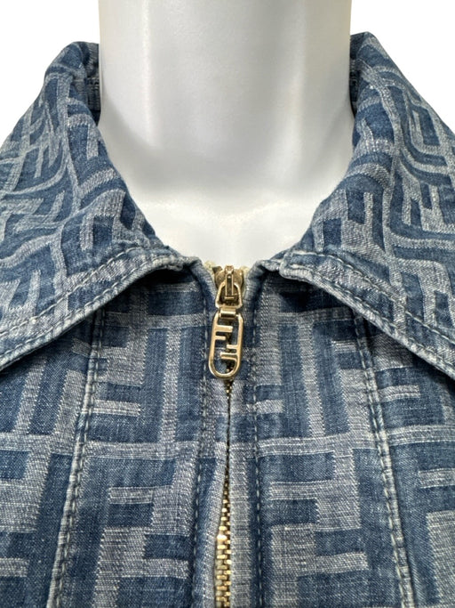 Fendi Size 36 Medium & light wash Cotton & Linen Zucca Monogram Chambray Jacket Medium & light wash / 36