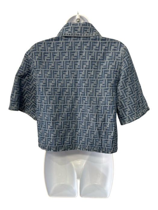 Fendi Size 36 Medium & light wash Cotton & Linen Zucca Monogram Chambray Jacket Medium & light wash / 36
