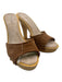 Veronica Beard Shoe Size 7 Tan Brown Leather Upper Suede Open Toe Sandal Mules Tan Brown / 7
