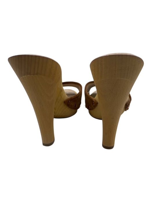 Veronica Beard Shoe Size 7 Tan Brown Leather Upper Suede Open Toe Sandal Mules Tan Brown / 7