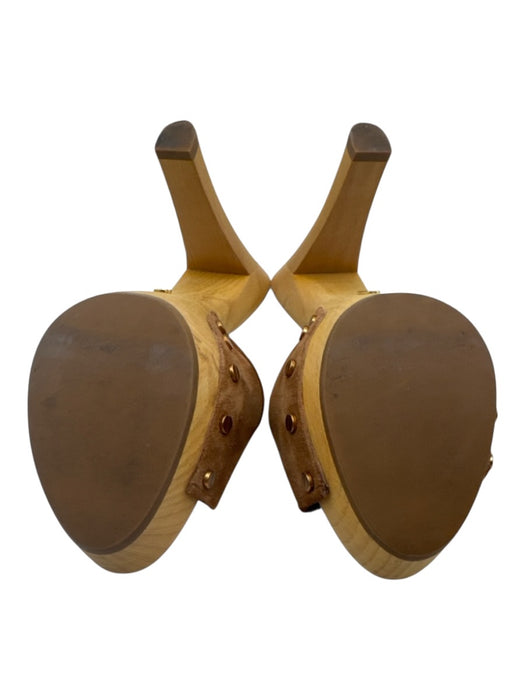 Veronica Beard Shoe Size 7 Tan Brown Leather Upper Suede Open Toe Sandal Mules Tan Brown / 7