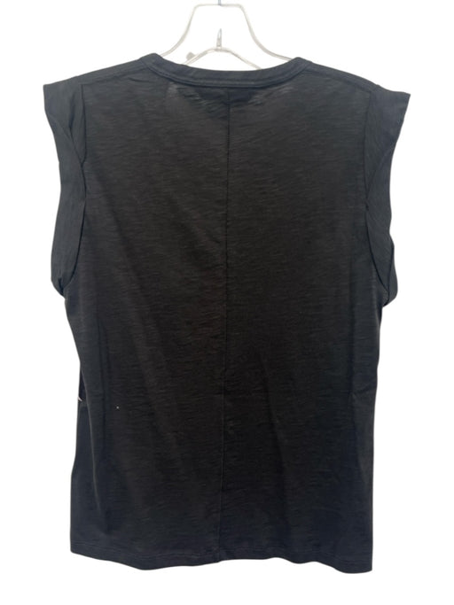 Veronica Beard Size XS Charcoal Gray Pima Cotton Cap Sleeve Folded Heathered Top Charcoal Gray / XS