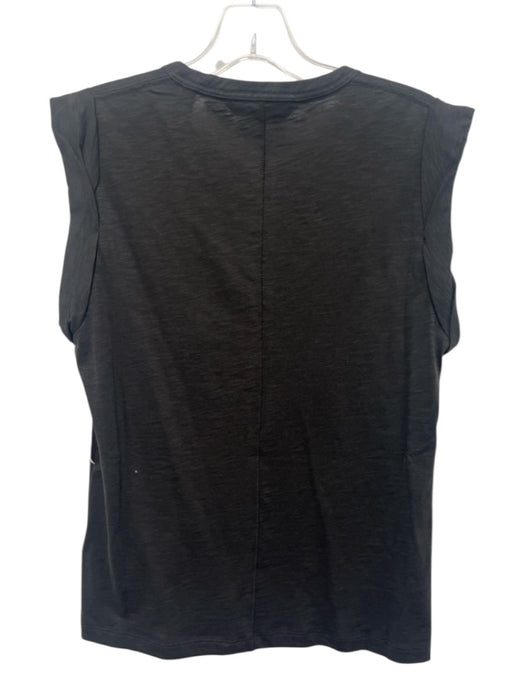 Veronica Beard Size XS Charcoal Gray Pima Cotton Cap Sleeve Folded Heathered Top Charcoal Gray / XS