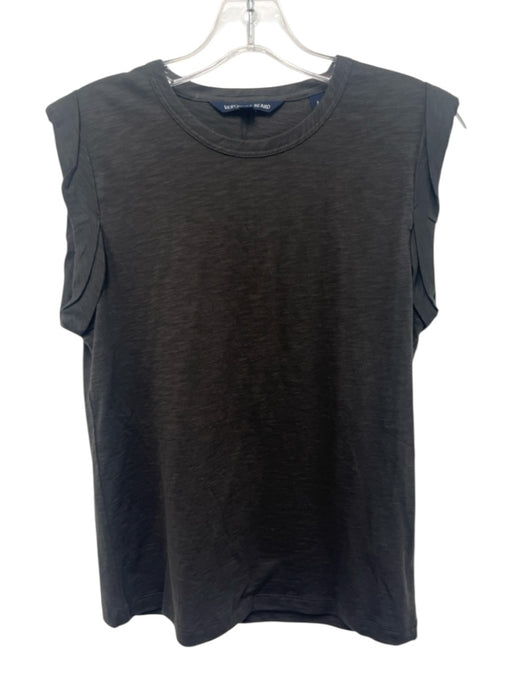 Veronica Beard Size XS Charcoal Gray Pima Cotton Cap Sleeve Folded Heathered Top Charcoal Gray / XS