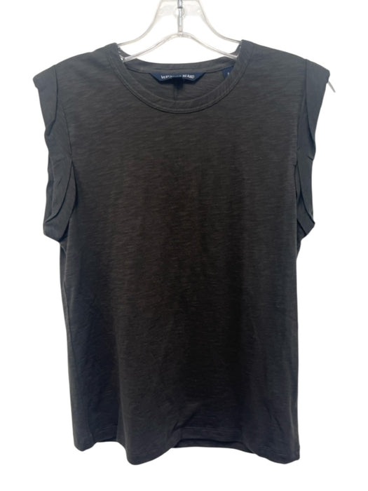Veronica Beard Size XS Charcoal Gray Pima Cotton Cap Sleeve Folded Heathered Top Charcoal Gray / XS