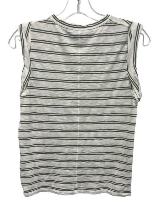 Veronica Beard Jeans Size XS White & Green Pima Cotton Cap Sleeve Folded Top White & Green / XS