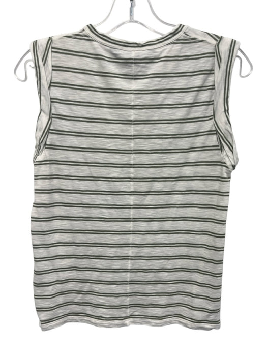 Veronica Beard Jeans Size XS White & Green Pima Cotton Cap Sleeve Folded Top White & Green / XS