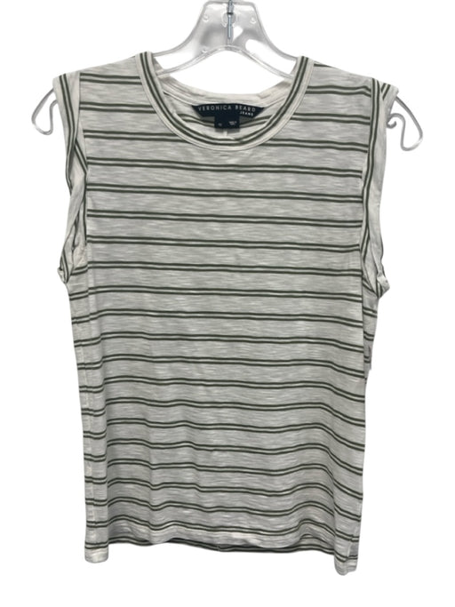 Veronica Beard Jeans Size XS White & Green Pima Cotton Cap Sleeve Folded Top White & Green / XS
