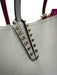Christian Louboutin White, Cream & Red Leather Monogram Stud Detail Tote Bag White, Cream & Red / Large