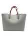 Christian Louboutin White, Cream & Red Leather Monogram Stud Detail Tote Bag White, Cream & Red / Large